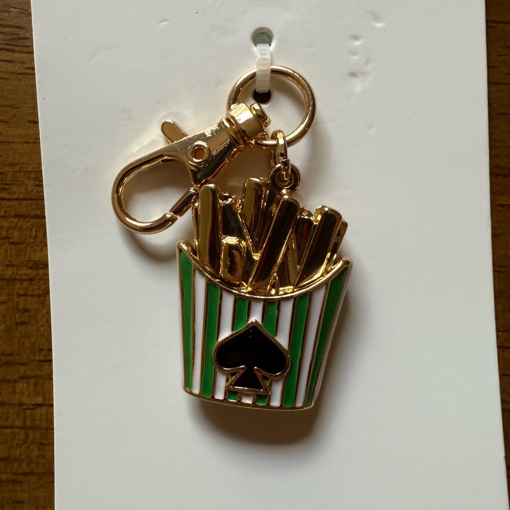 NWT French Fry Bag Charm Keychain- kate spade new york x Target Gold/Black/Green - Picture 6 of 7